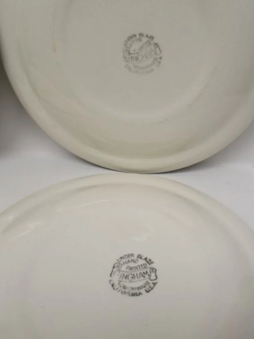4 - Metlox Vernonware GINGHAM 6 3/8 Inch Dessert Plates, Made In U.S.A.